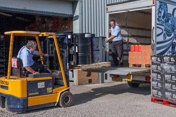 Forklift truck loading TCES van